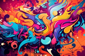 Fototapeta premium Abstract Graffiti Illustration Background, Graffiti Background, Graffiti Wallpaper, Graffiti Pattern, Street Art Graffiti, Graffiti Wall Background, Graffiti Digital Paper, AI Generative