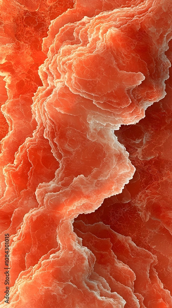 Poster an abstract representation of swirling orange and coral textures, evoking a sense of warmth and ener