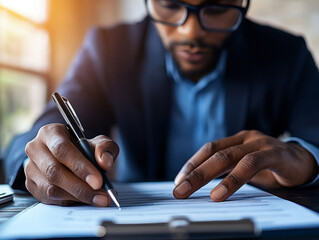 A professional reviewing cybersecurity compliance regulations for an audit, with a checklist of legal and regulatory requirements.