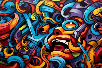 Obraz premium Vibrant Graffiti Shapes and Lines Wallpaper, Abstract Graffiti Wallpaper, Graffiti Background, AI Generative