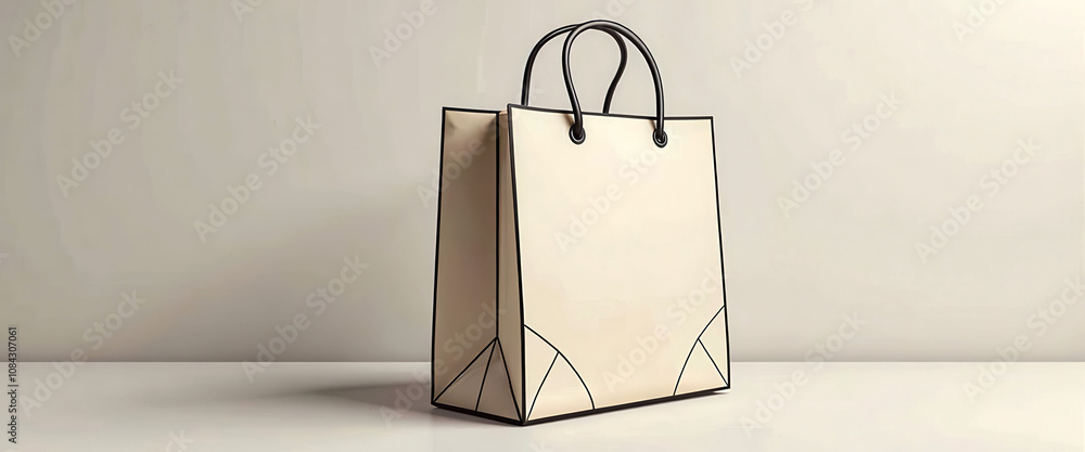 Poster a brown paper bag with a handle is sitting on a table. the bag is empty and has a brown color