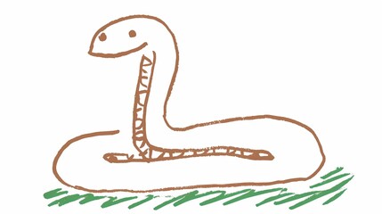 Obraz premium Simple snake pattern with simple lines, flat colors and stick figure, minimalistic, simple background