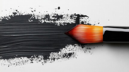 dramatic black splash of paint and brush strokes on a white background, inspired by japanese aesthetics, creating a striking contrast and artistic expression