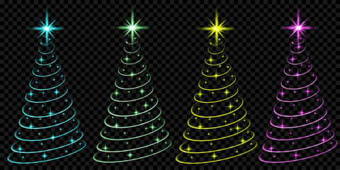 Christmas tree on a transparent background, vector graphics, Christmas tree with a bright star