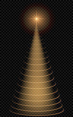 Christmas tree on a transparent background, vector graphics, Christmas tree with a bright star