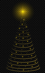 Christmas tree on a transparent background, vector graphics, Christmas tree with a bright star