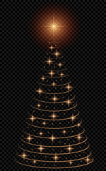Christmas tree on a transparent background, vector graphics, Christmas tree with a bright star