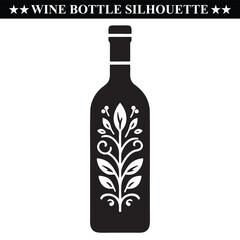 Wine bottle silhouette vector on white background.