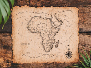 old map of the world with Africa