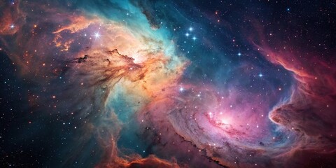 Obraz premium Vibrant colors and swirling patterns in a nebula, otherworldly, swirly patterns, stunning vistas, cosmic wonder, colorful clouds