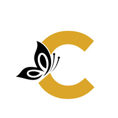 Fototapeta premium Butterfly Logo combine with letter C vector template