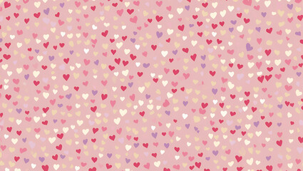 A Valentine's Day background with a repeating pattern of small, pastel-colored hearts.
