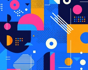 Fototapeta premium Abstract geometric shapes on a blue background