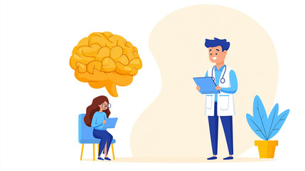 Doctor discussing mental health with patient, emphasizing care and support