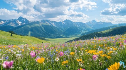 Obraz premium Wildflowers in the Mountain Valley