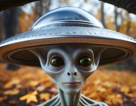 UFO and alien images in the form of different compositions created with artificial intelligence.