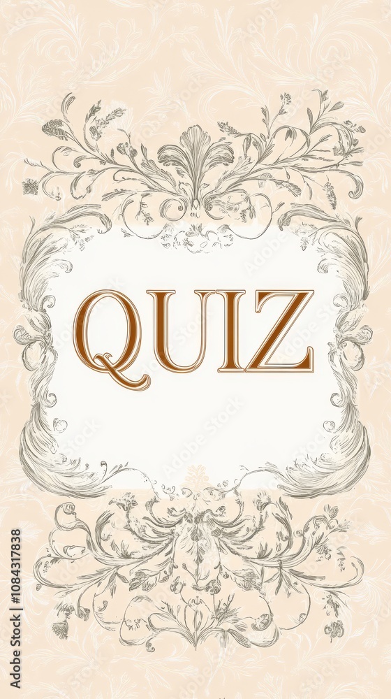 Poster elegant quiz invitation: a sophisticated quiz invitation design featuring ornate floral frame and el