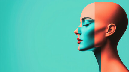 Obraz premium vibrant, artistic representation of stylized face in profile