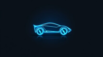 Naklejka premium Neon Blue Sports Car: Futuristic Concept 