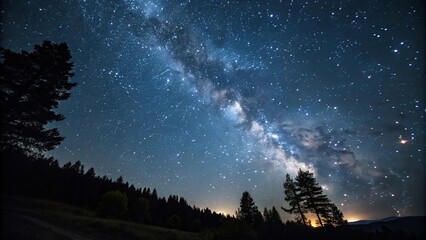 Fototapeta premium Deep night sky with twinkling stars on a dark canvas, solar system, celestial, space, galactic, nebula