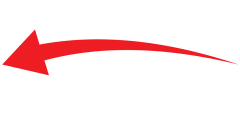 Long Red Curved arrow icon vector. Red long arrow vector. flat style Arrow symbol. RED of an arrow on a white background. vector illustration.