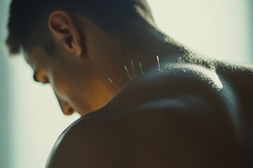 Acupuncture session focusing on pain relief and wellness in a tranquil clinic setting