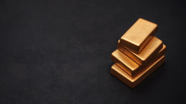 Stacked gold bars on a dark textured background