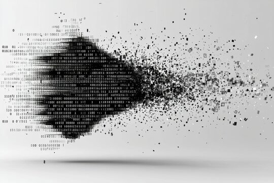 Binary code background. Falling, streaming binary code background. Digital technology wallpaper , isolated on white background,  , copy space, copy space for text,