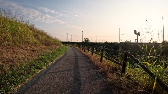 Via Francigena - a cycle path between Piacenza and San Rocco al Porto, province of Lodi, Lombardy, Italy