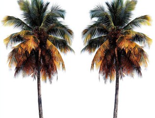 Fototapeta premium Coconut tree isolated with alpha channel compositing and clipping path , isolated on white background, , copy space, copy space for text,
