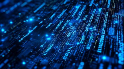 Computer code concept - digital binare code background. 3d illustration , isolated on white background, , copy space, copy space for text,