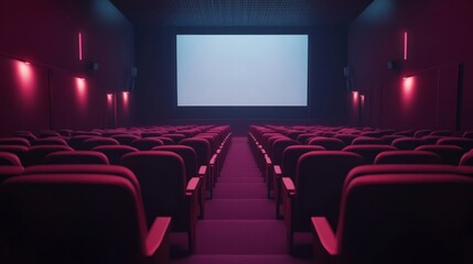 Obraz premium High-quality image of a cinema lobby and theater space, completely vacant and ready for a movie screening.