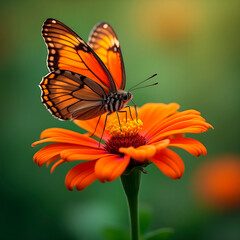 Obraz premium butterfly on flower orange