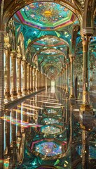 Obraz premium A majestic palace of mirrors and light showcasing vibrant centuries with intricate textures