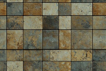 Fototapeta premium seamless of background mosaic tile of brown and beige squares of different tones and transparency monochromatic and with texture and ornament