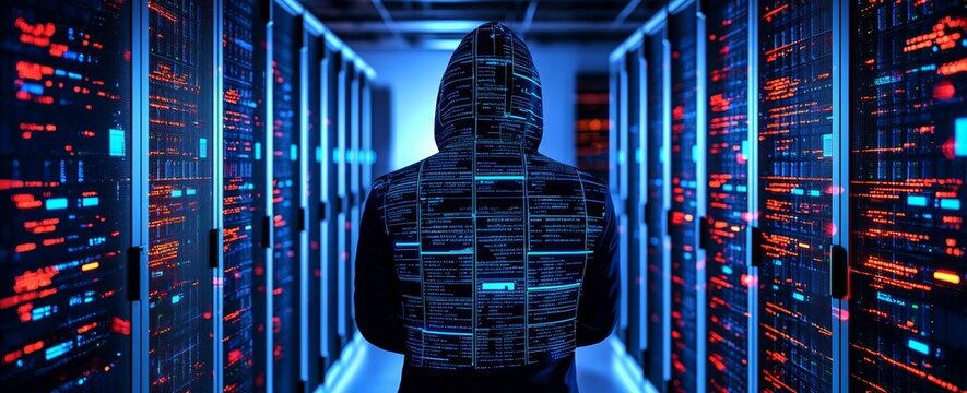 cybersecurity vulnerability Log4J and hacker,coding,malware concept