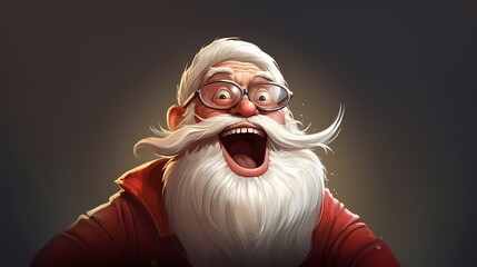 Ein lustiger Weihnachtsmann mit Brille und wei&szlig;em Bart der lacht.
