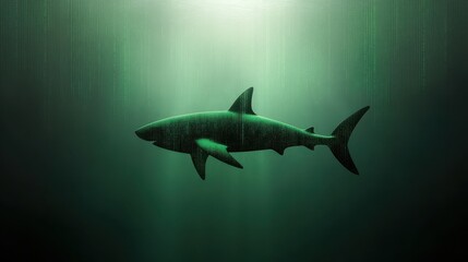 Fototapeta premium Majestic shark cruises through the deep blue ocean, captivating underwater encounter