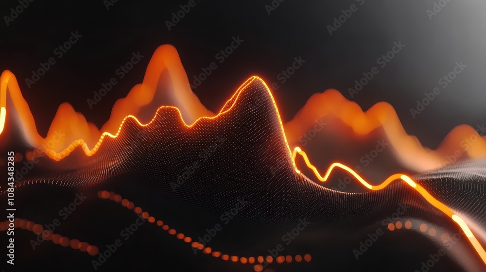 Aufkleber dynamic digital wave on computer screen, abstract technology in motion closeup
