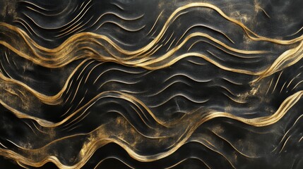 Abstract Black and Gold Wave Pattern Texture