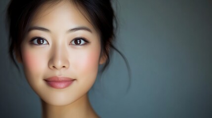 Naklejka premium Beautiful Asian Woman Portrait with Soft Makeup