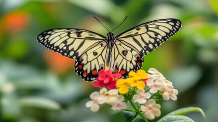 Obraz premium Close-Up of a Butterfly on Flowers