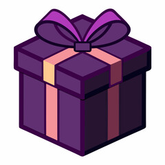 Christmas gift box deep purple color vector illustration