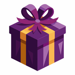 Christmas gift box deep purple color vector illustration