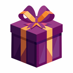 Christmas gift box deep purple color vector illustration