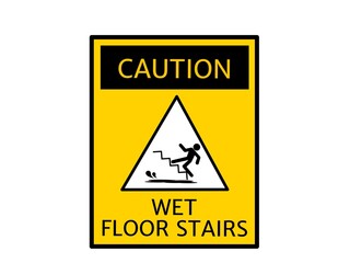 isolated logo illustration used as a hygiene design element in the form of a wet staircase floor warning in jpg format