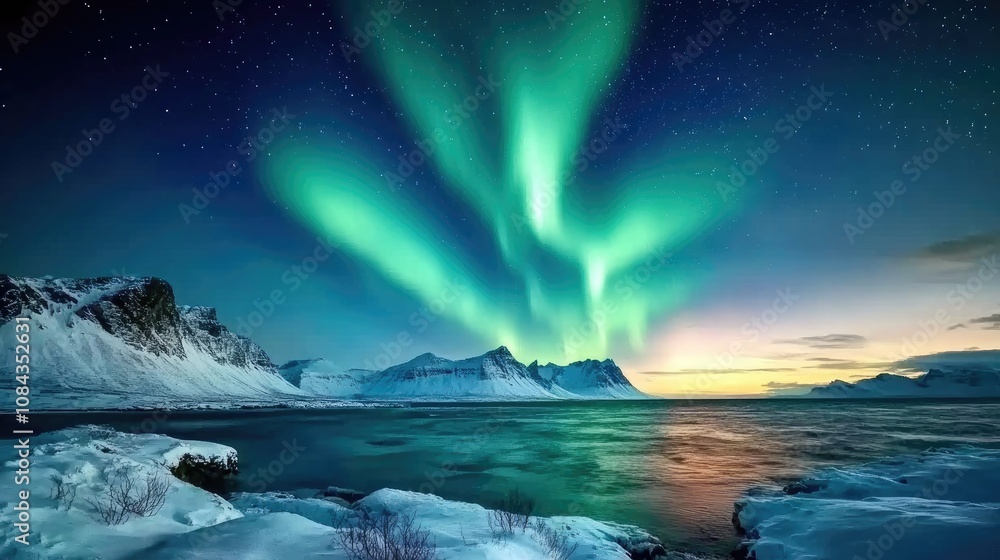 Poster here's a caption and keyword list suitable for stock photo submission... vibrant aurora borealis dis