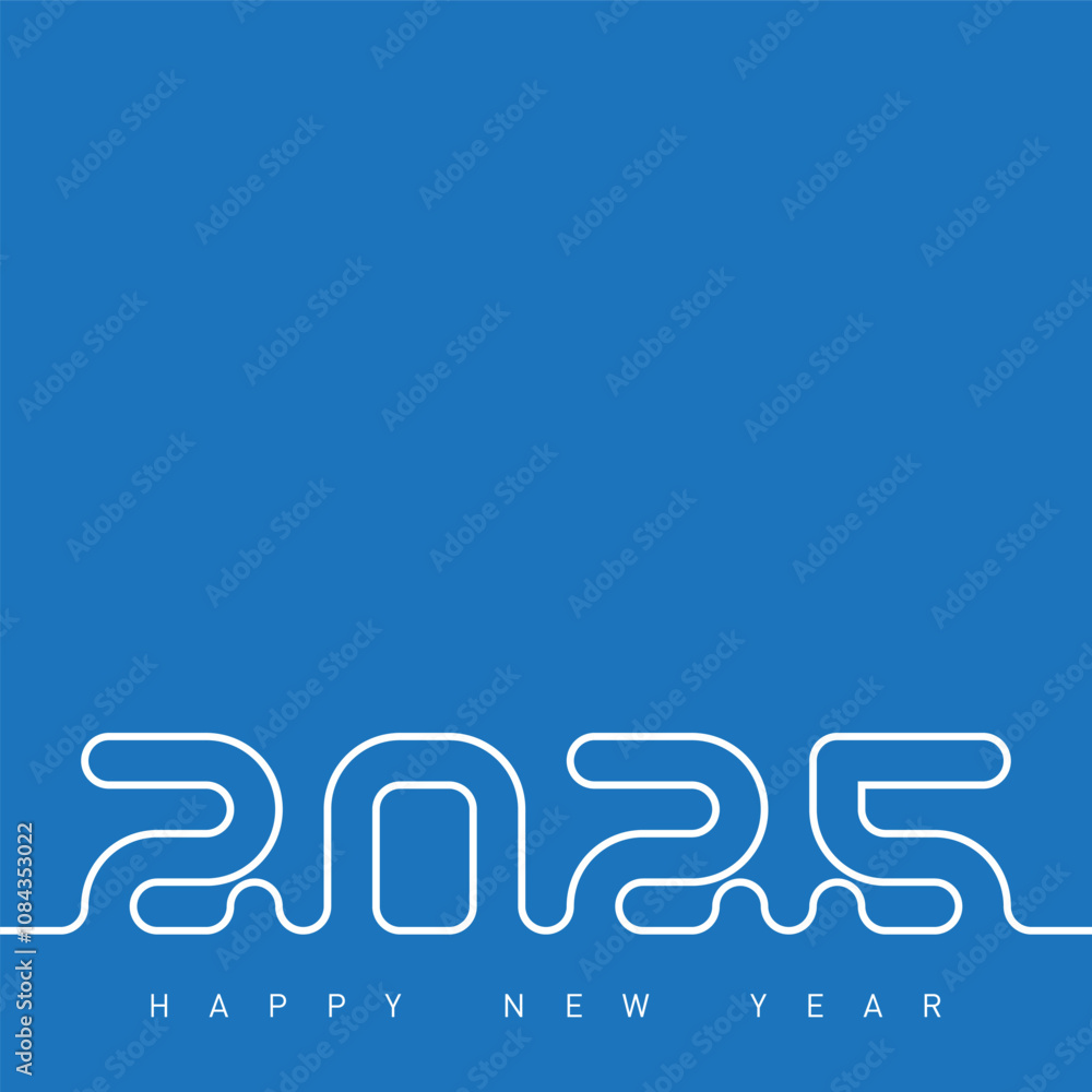 Poster happy new year 2025. creative greeting card design template with lineart element. universal backgrou
