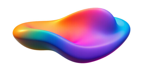 Obraz premium Abstract colorful gradient blob shape with a smooth and fluid form, blending vibrant hues of pink, blue, and orange, creating a modern and creative 3D look. Isolated on transparent background, png.