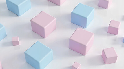 Obraz premium Pastel-colored 3D cubes on soft background